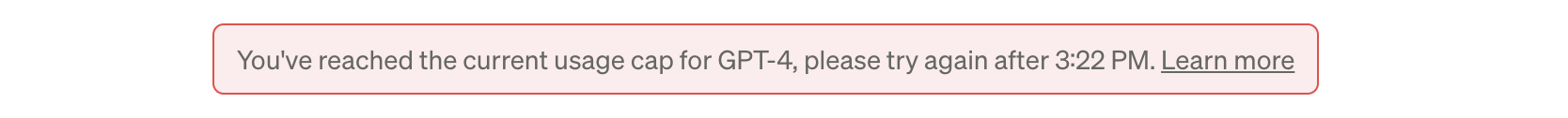 The GPT usage cap for GPT-4 error