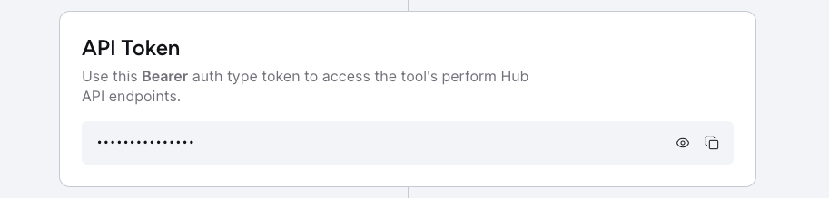 The authentication token section of the Hub API in Superface