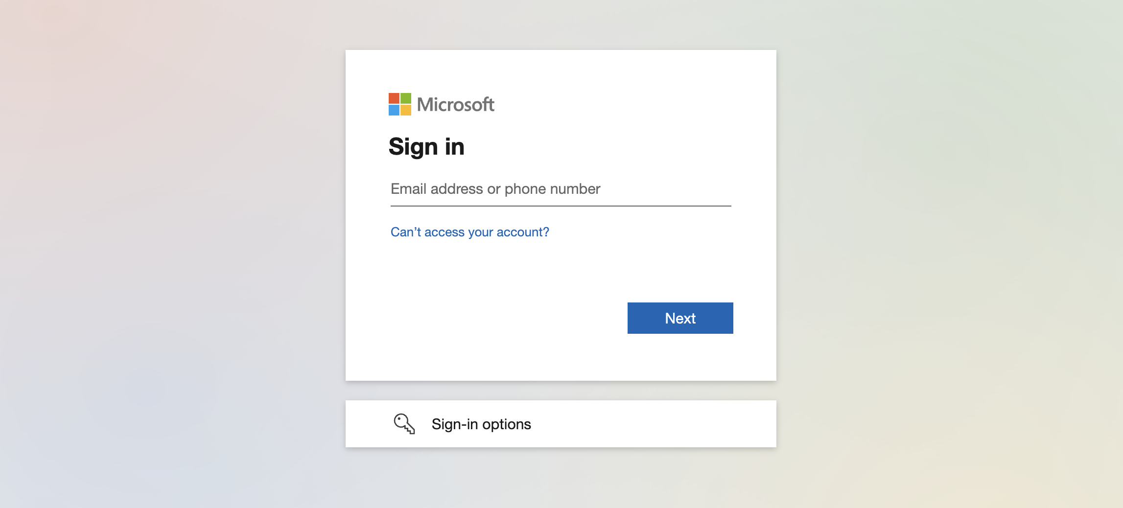 The Microsoft sign in flow